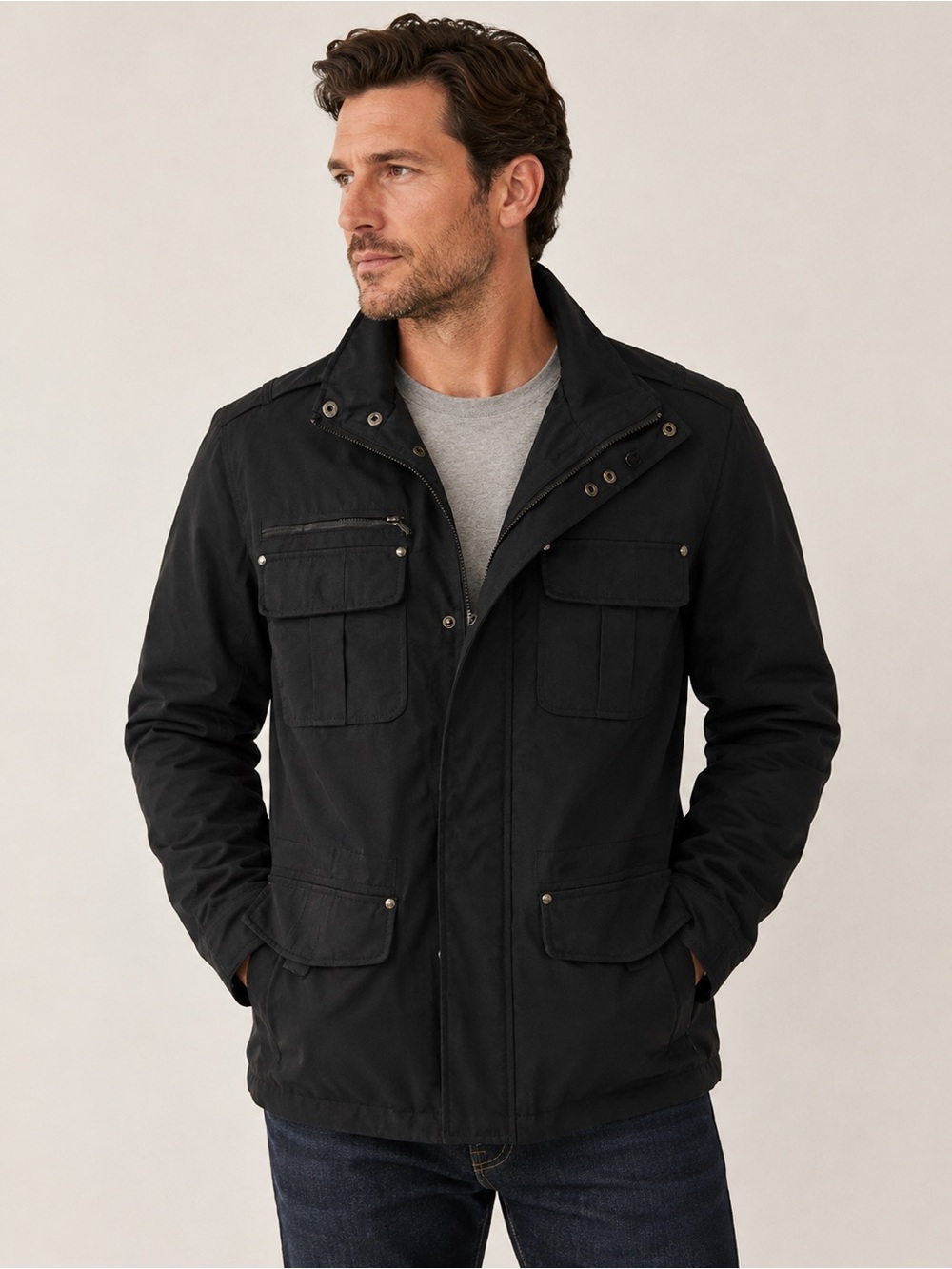 Kenneth Cole Reaction Black Utility Field Jacket Men’s Small